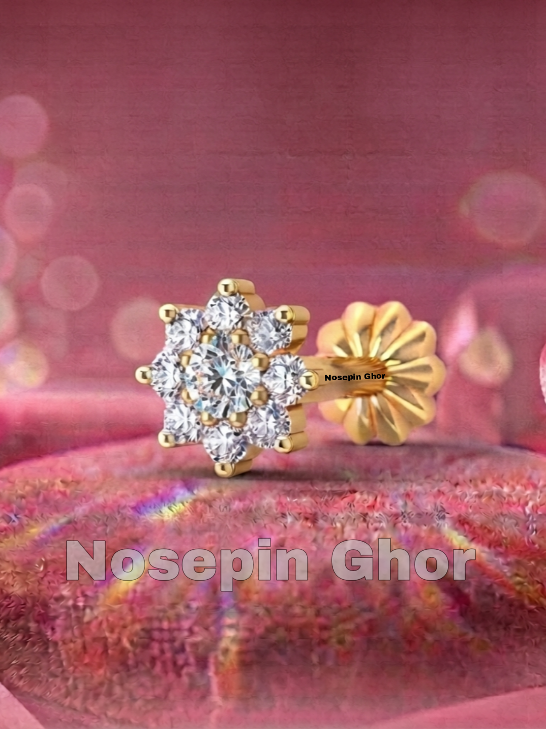 9 Stone Diamond Curt Nosepine  (W-9)