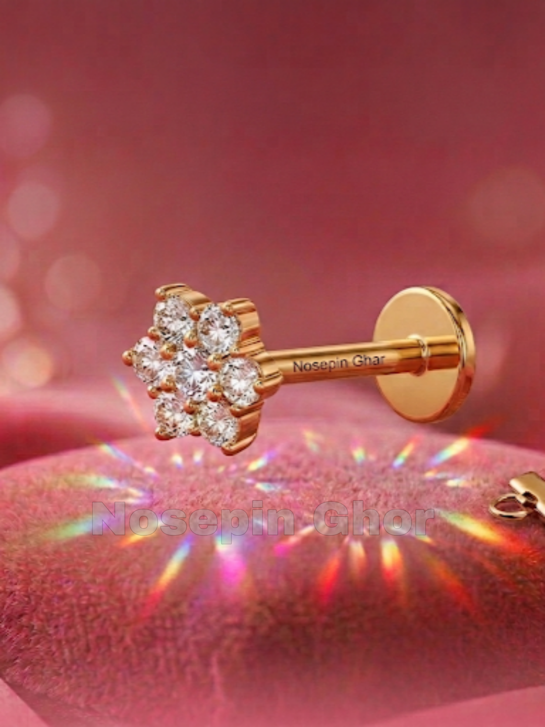 7 Stone Diamond Curt Nosepine  (W-7)