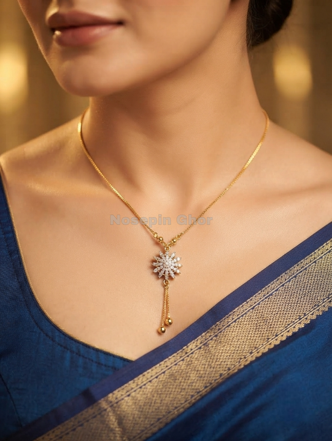 Gold Plate Diamond Curt  Necklace (NN-1)