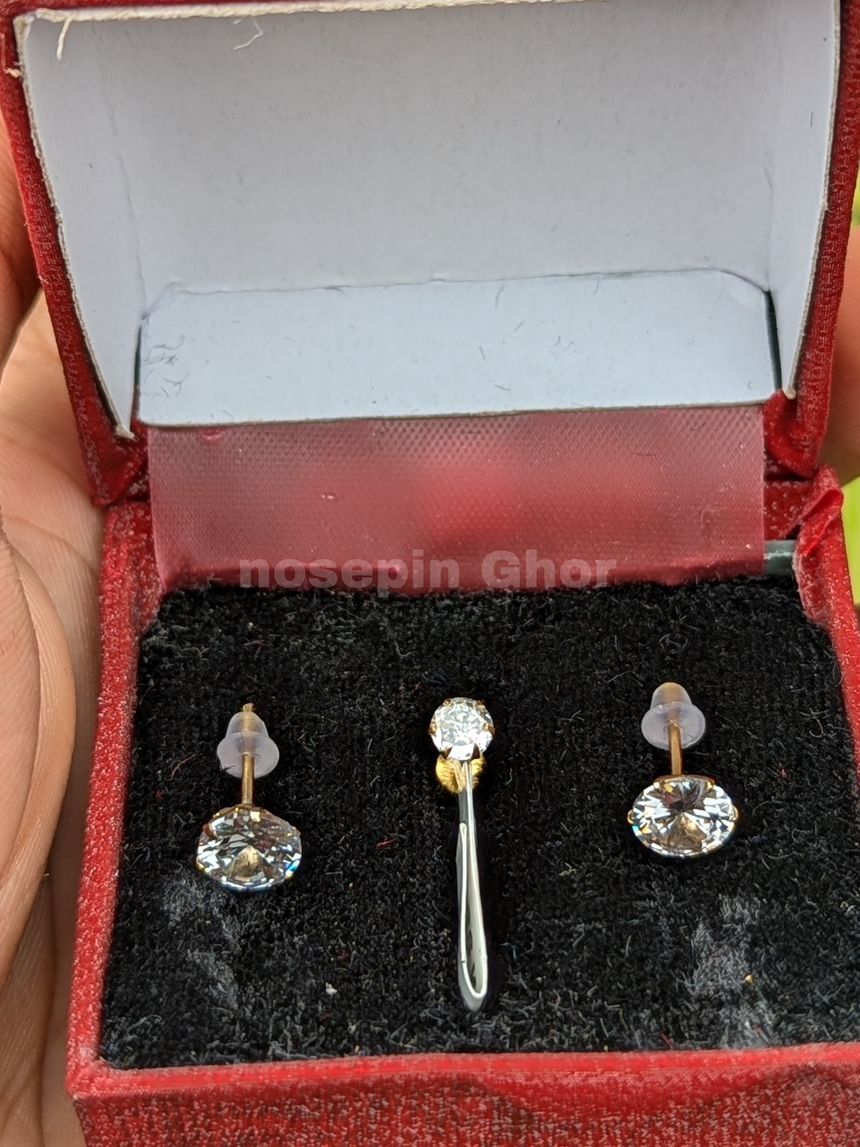 Zarkan Stone Diamond Curt Earr Top+free 1 nosepin (Top2)