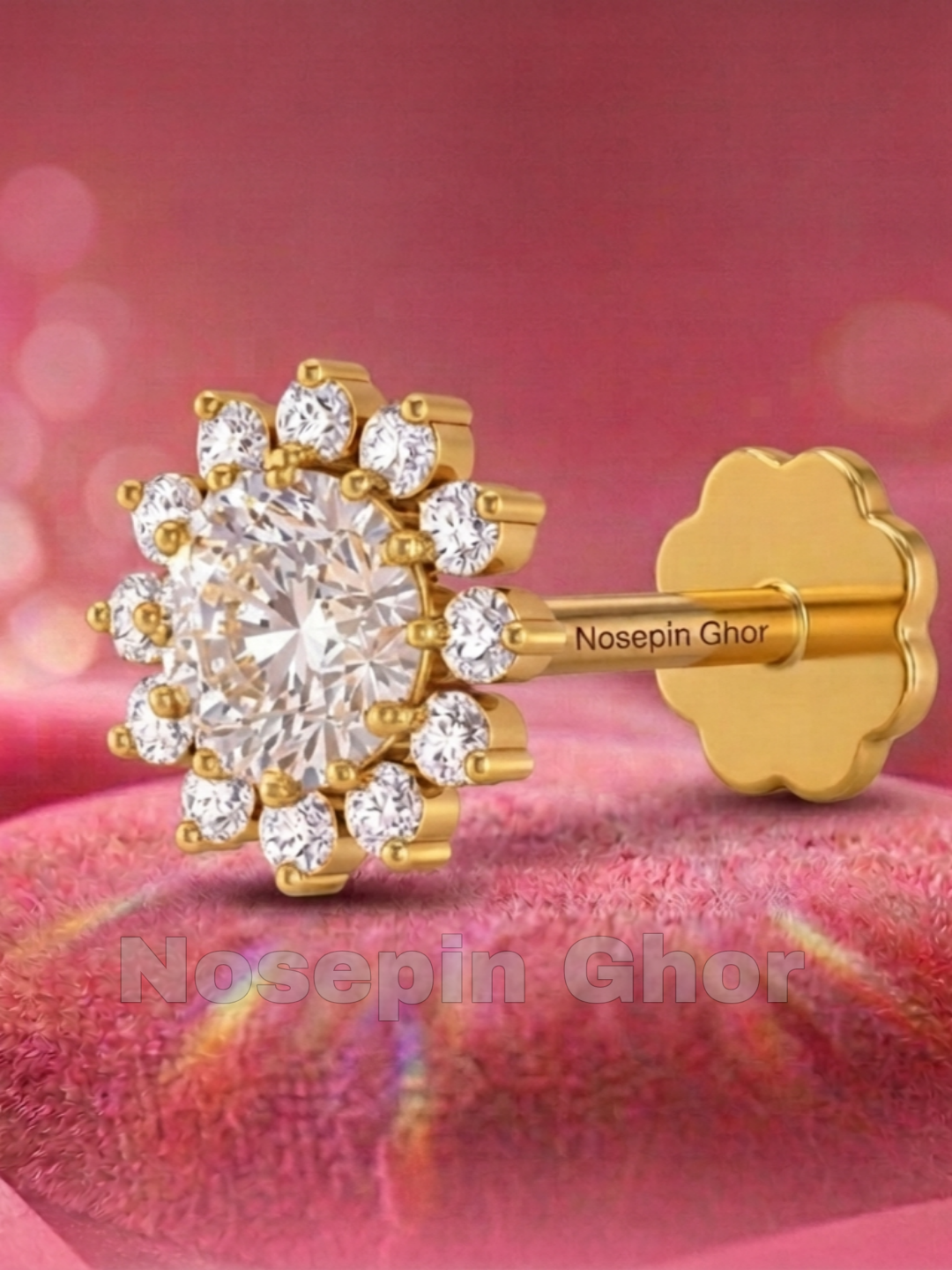 13 Stone Diamond Curt Nosepine  (W-13)