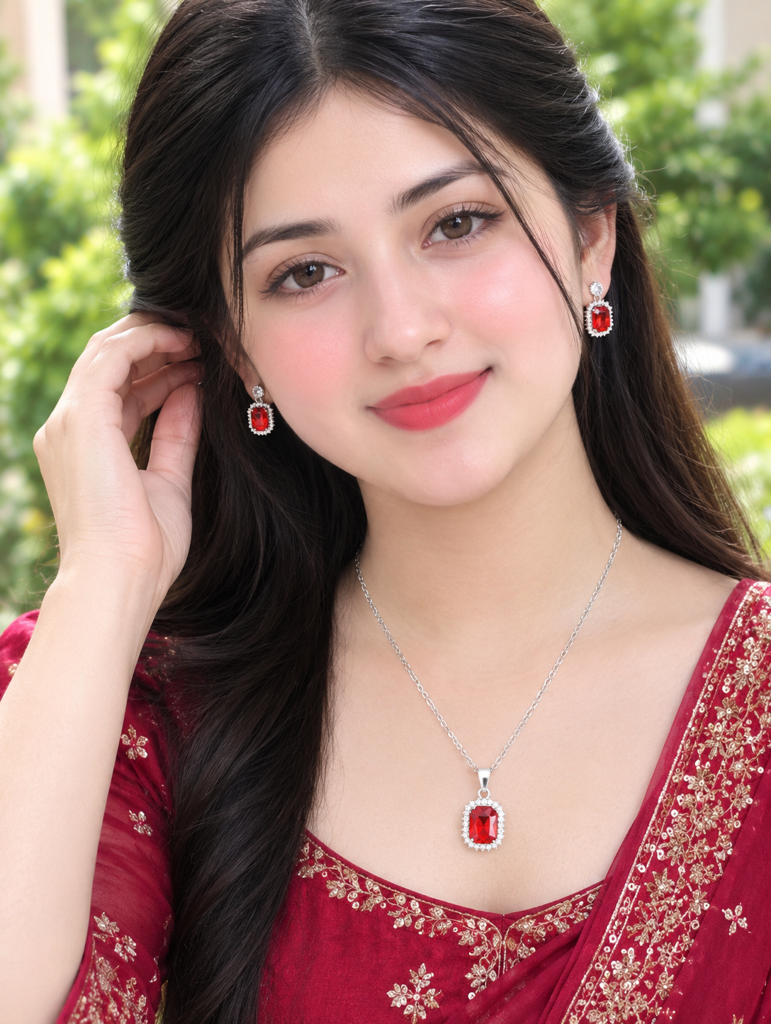 Diamond Curt Necklace + Earrings (RN2)