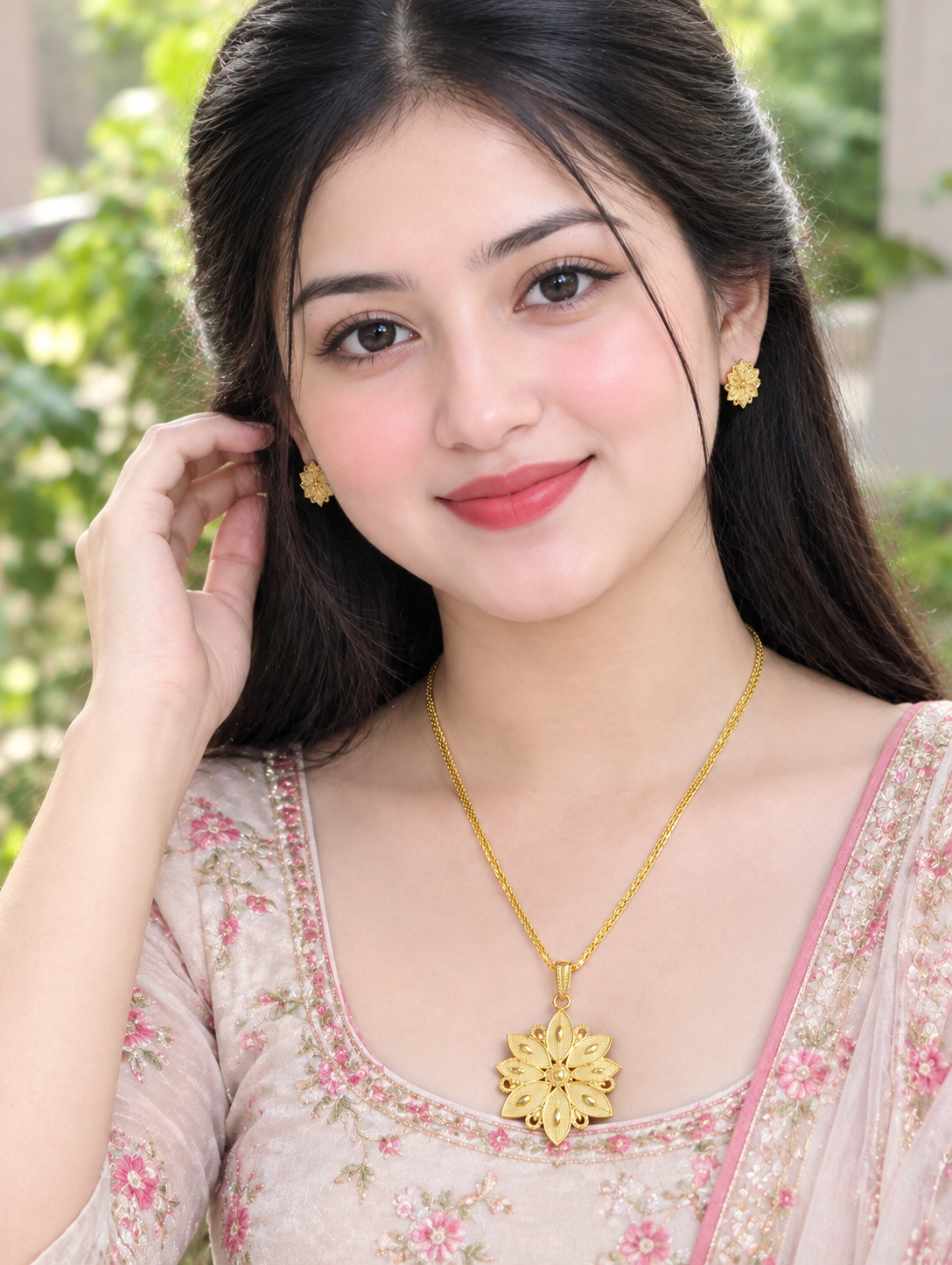 Gold Plate jova Necklace + Earrings (R3)
