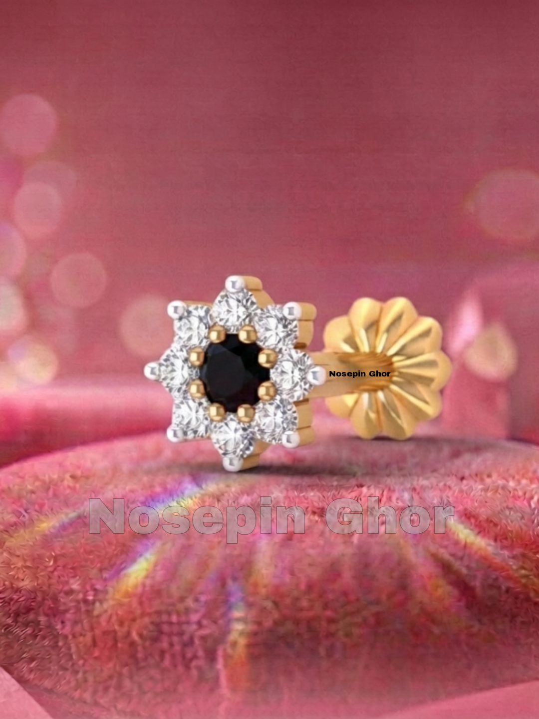 9 Stone Diamond Curt Nosepine  (B-9)