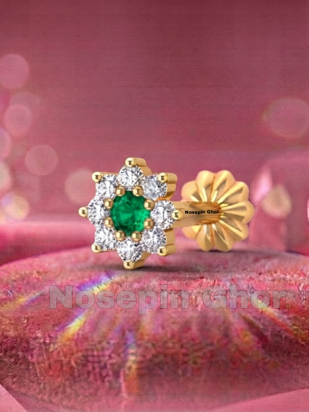 9 Stone Diamond Curt Nosepine  (G-9)