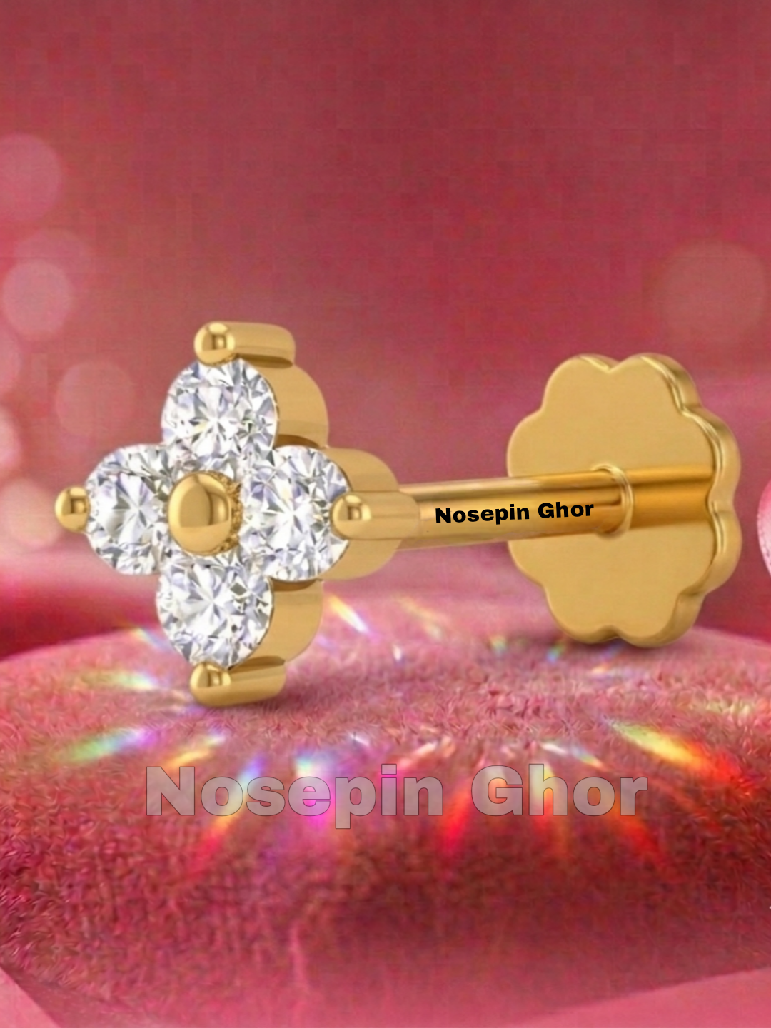 4 Stone Diamond Curt Nosepine  (W-4)