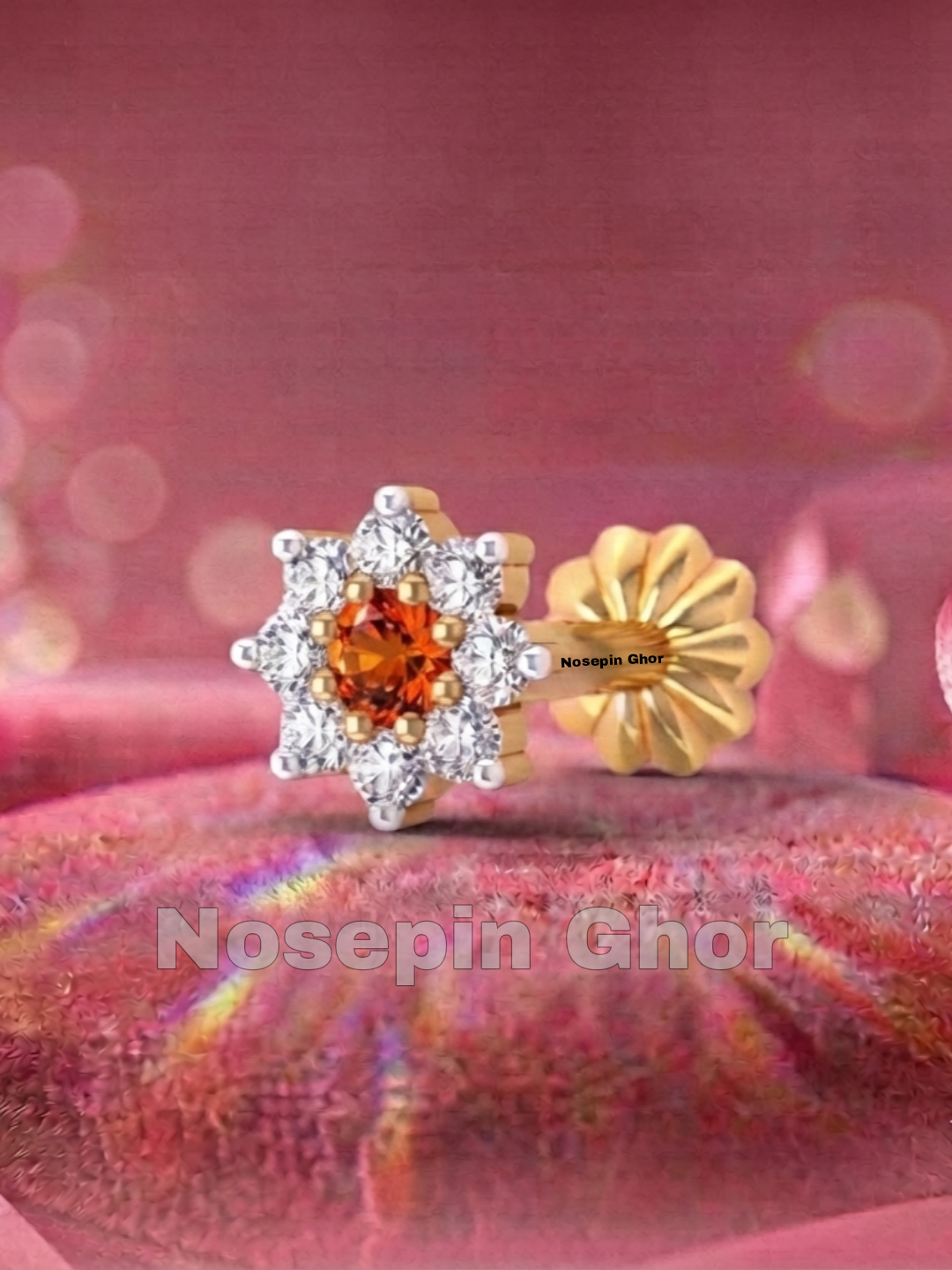 9 Stone Diamond Curt Nosepine  (O-9)