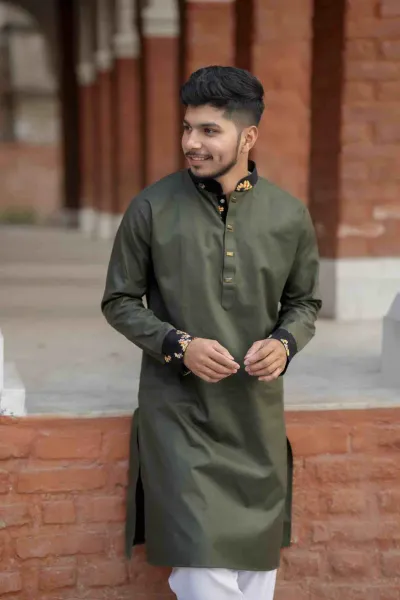 PREMIUM - Olive colour panjabi_img_3