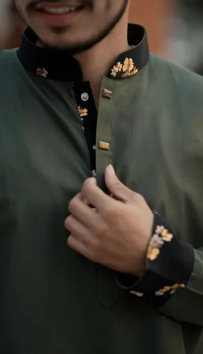 PREMIUM - Olive colour panjabi_img_1