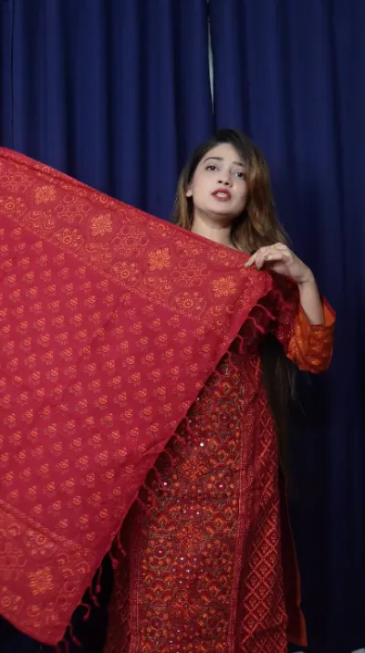 আড়ং কটন ফ্রেবিক এর মেরুন থ্রিপিস ( অরিজিনাল আড়ং কটন )_img_2