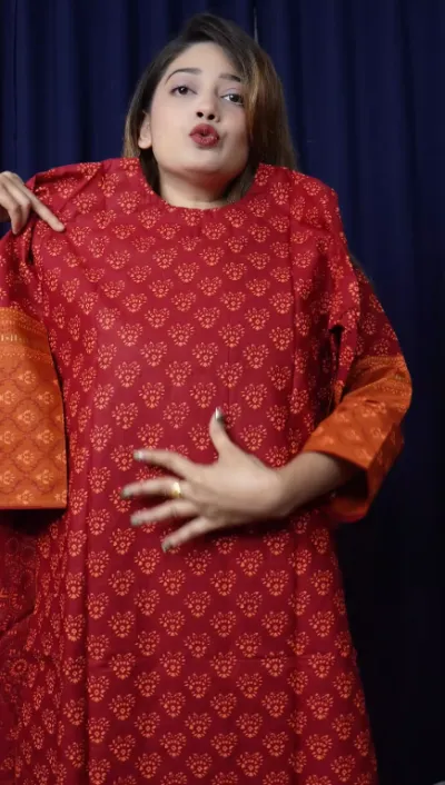 আড়ং কটন ফ্রেবিক এর মেরুন থ্রিপিস ( অরিজিনাল আড়ং কটন )_img_3