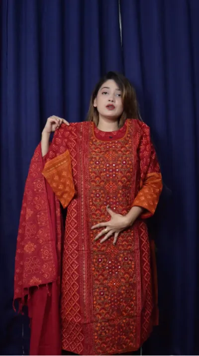 আড়ং কটন ফ্রেবিক এর মেরুন থ্রিপিস ( অরিজিনাল আড়ং কটন )_img_0