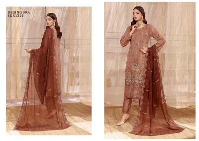 Premium Pakistani Embroidered 3-Piece Suit – Chocolate Brown_img_1