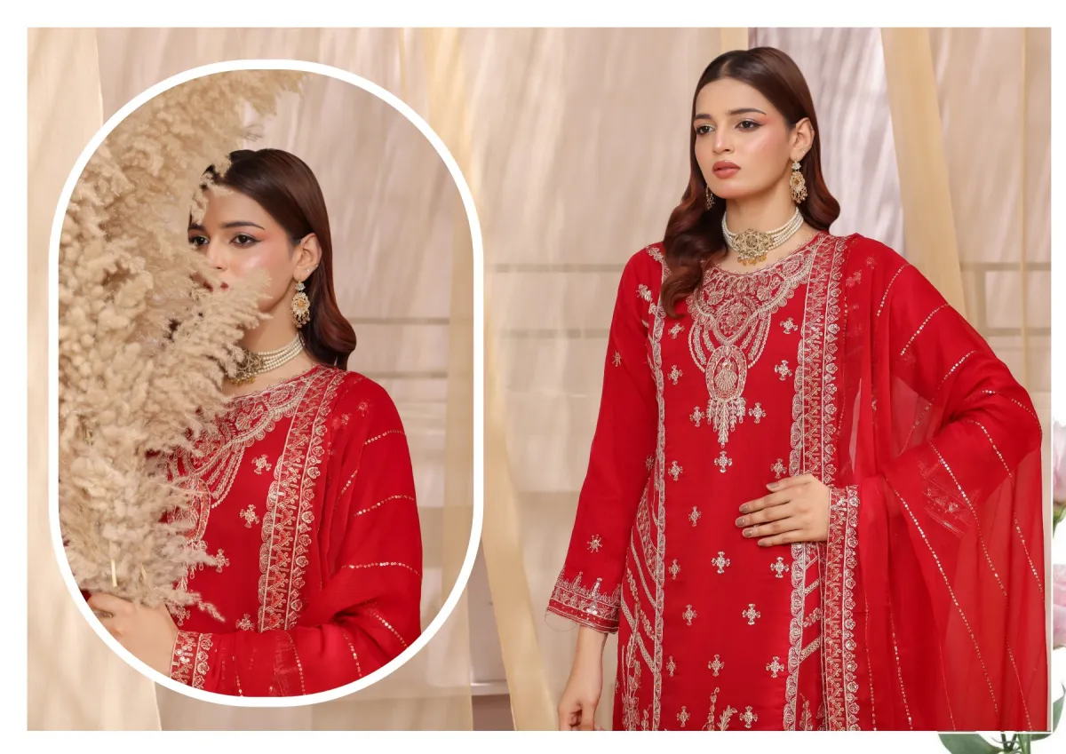 Premium Pakistani Embroidered Three Piece Suit for Women