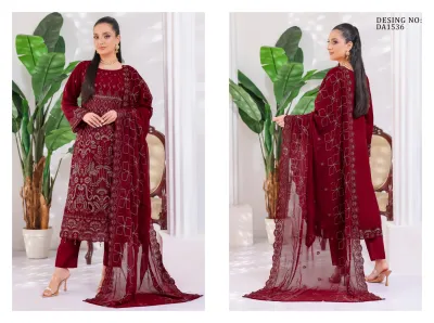 Premium Embroidered Maroon Three Piece for Women | Elegant Party Wear Dress🤩_img_1