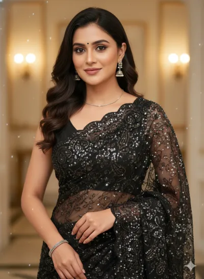 Elegant Pakistani Sequin Work Saree – Premium Party Wear Collection_img_0