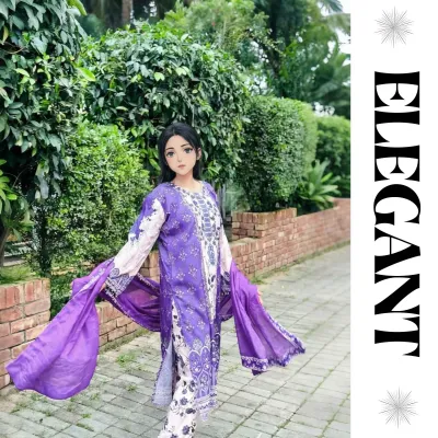 Elegant Purple Digital Printed Lawn 3-Piece Set_img_1