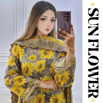 Sunflower Print Yellow Three Piece_img_0
