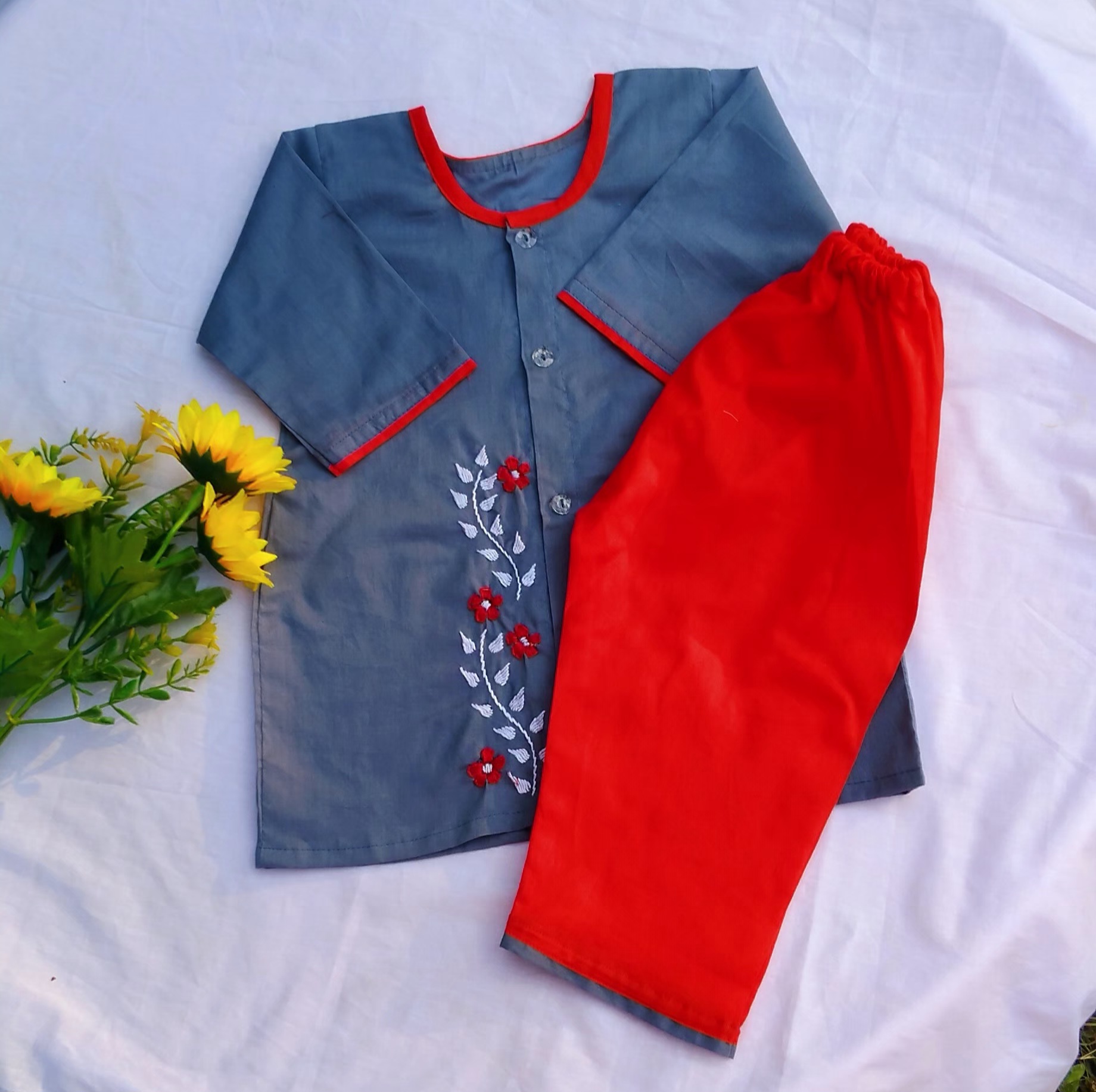 Ash color full sleeve Nima and Payjama set(Boy/Girl/New born)_img_1