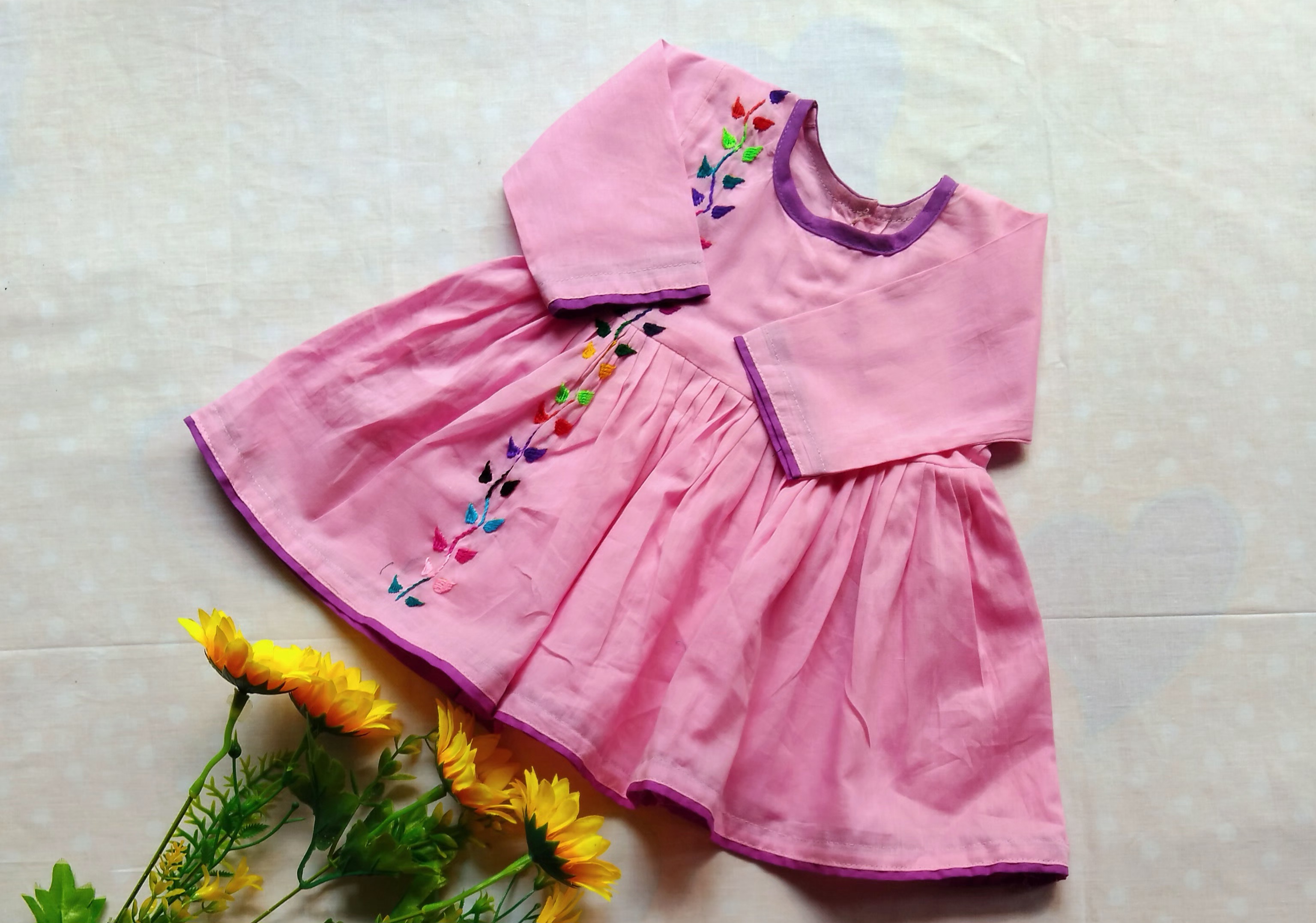 Pure cotton Frock for new born girl, Sleeveless, half sleeve or full sleeve_img_1