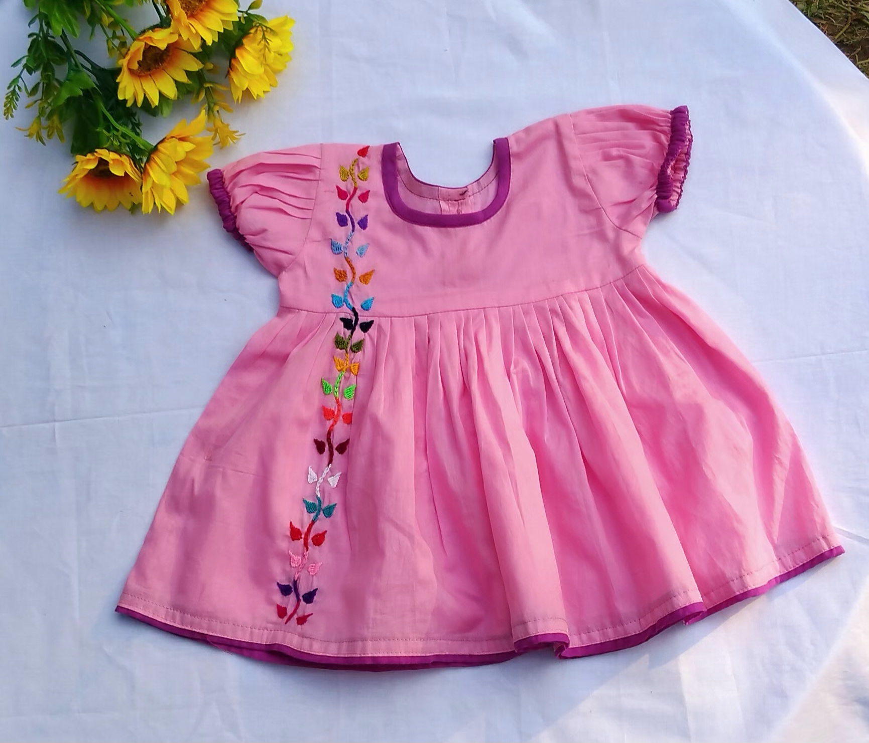 Pure cotton Frock for new born girl, Sleeveless, half sleeve or full sleeve_img_0