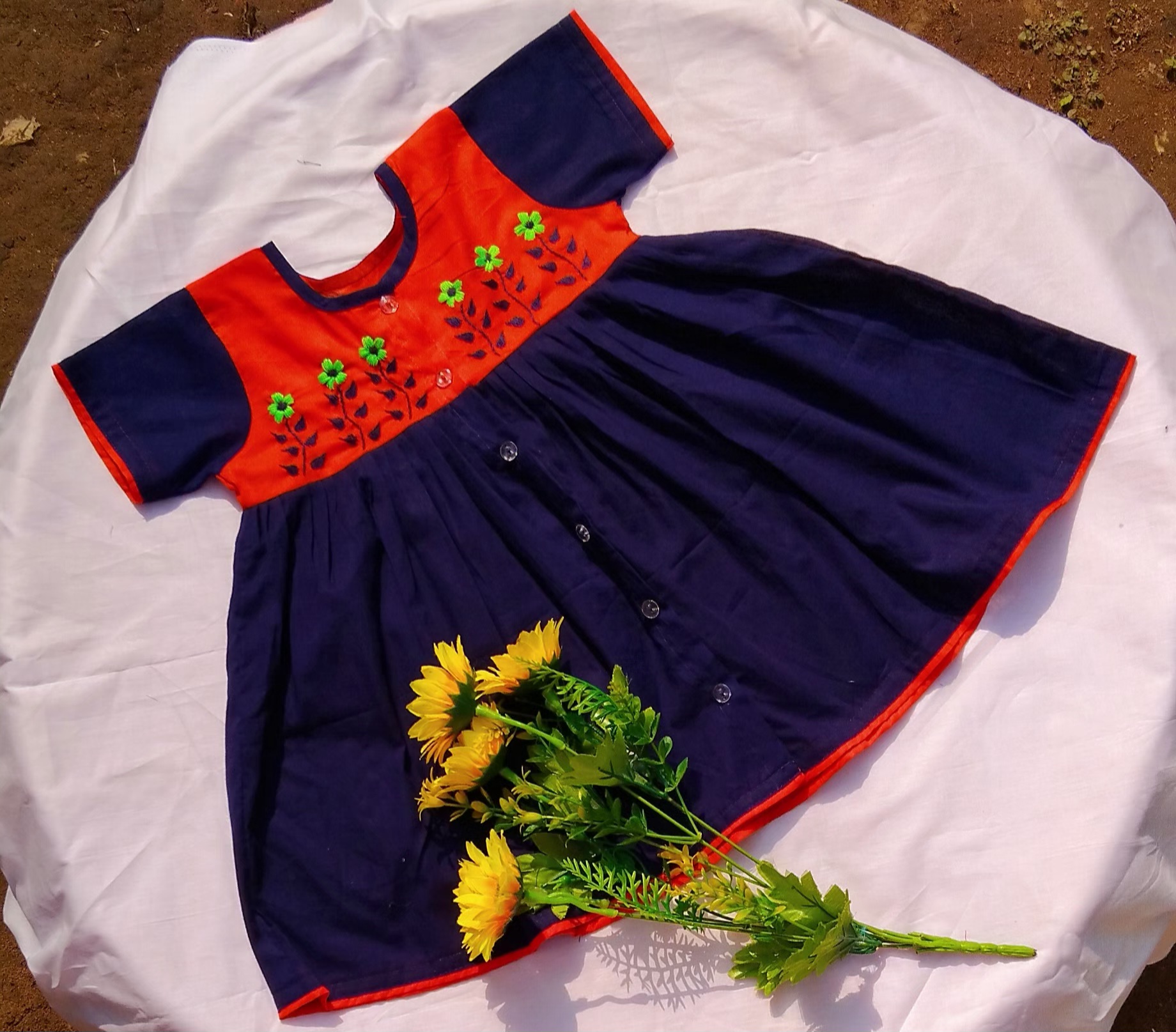 Pure cotton Frock for new born girl, Sleeveless, half sleeve or full sleeve_img_0