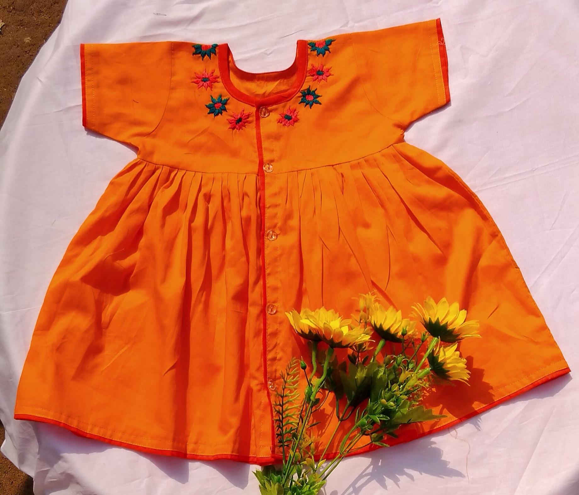 Pure cotton Frock for new born girl, Sleeveless, half sleeve or full sleeve_img_0