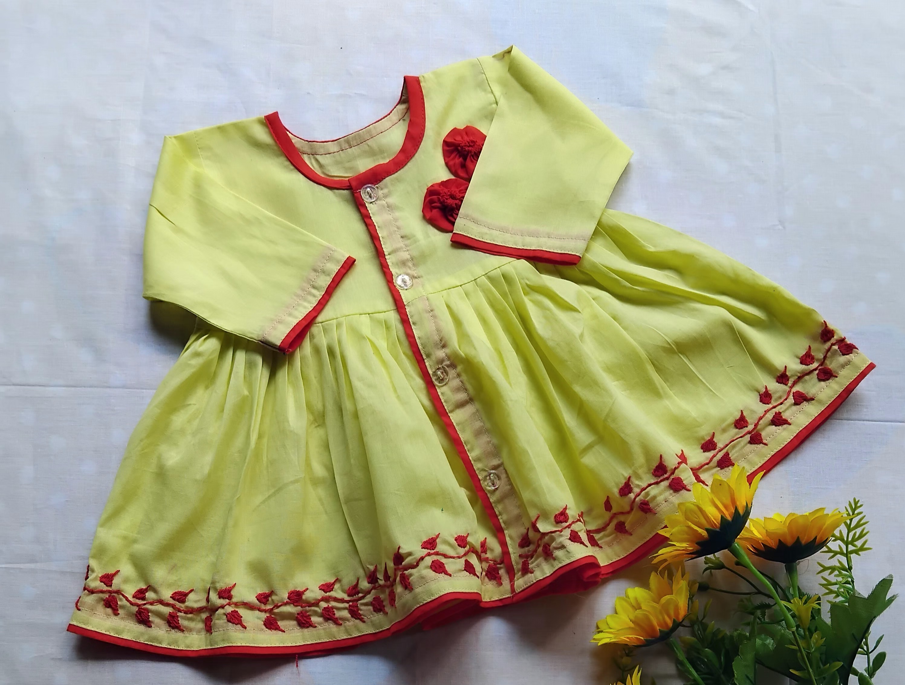 Pure cotton Frock for new born girl, Sleeveless, half sleeve or full sleeve_img_0