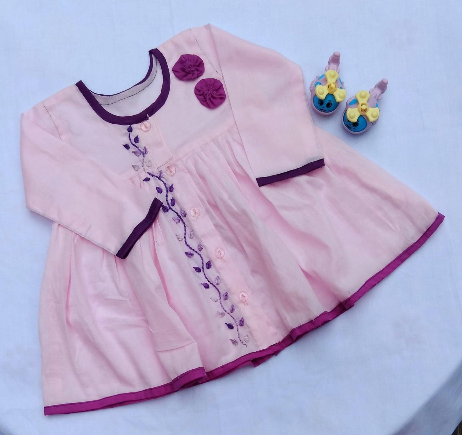 Pure cotton Frock for new born girl, Sleeveless, half sleeve or full sleeve_img_0