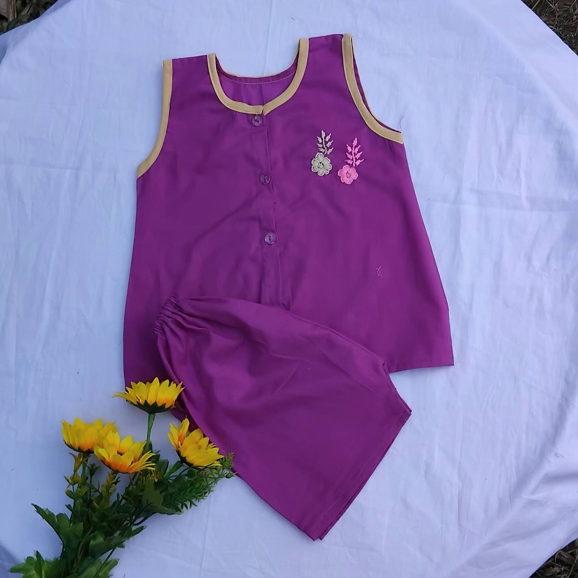 Sleeveless Nima and Pant set for new born to five years boy, girl or unisex type