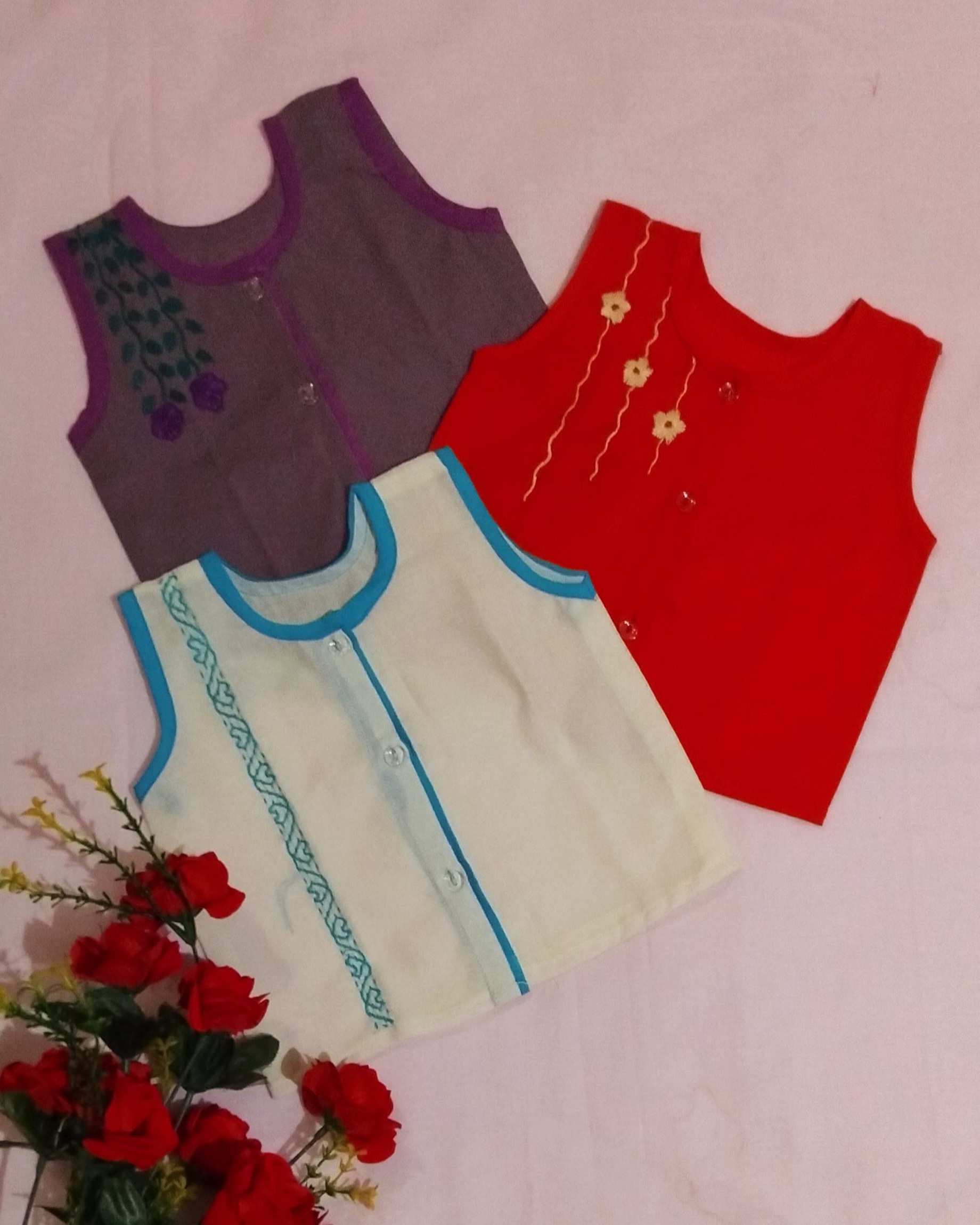 Sleeveless Nima (3 pcs multi-color) for new born boy, girl or unisex type Combo_img_0