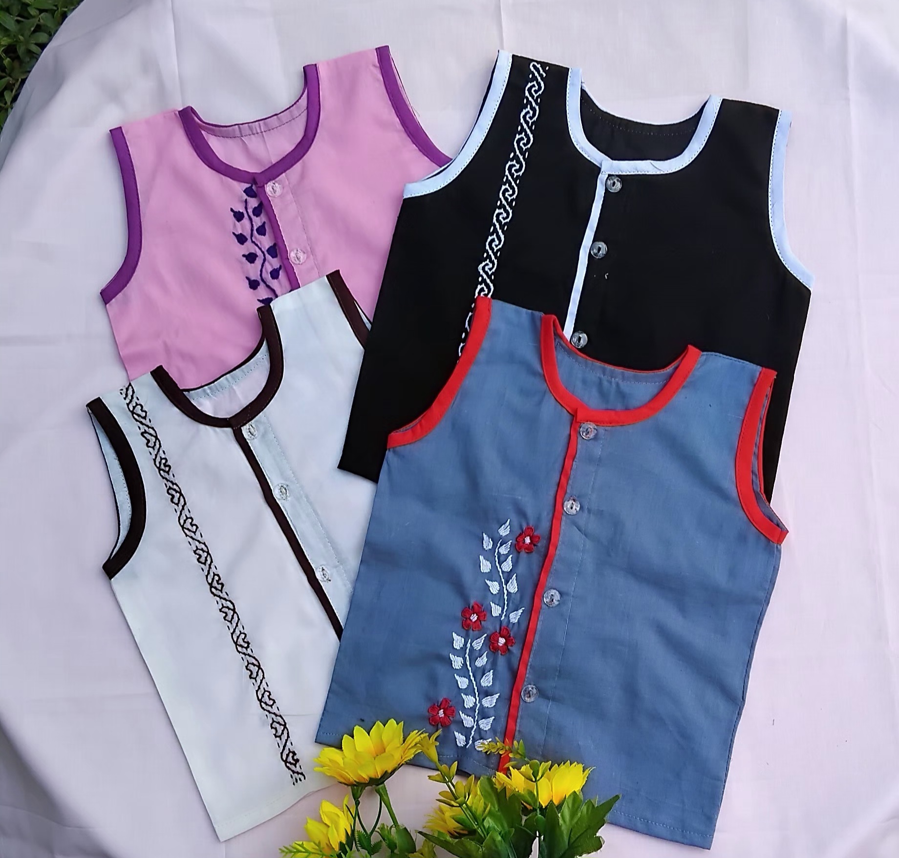 Sleeveless Nima (4 pcs multi-color) for new born boy, girl or unisex type Combo_img_0