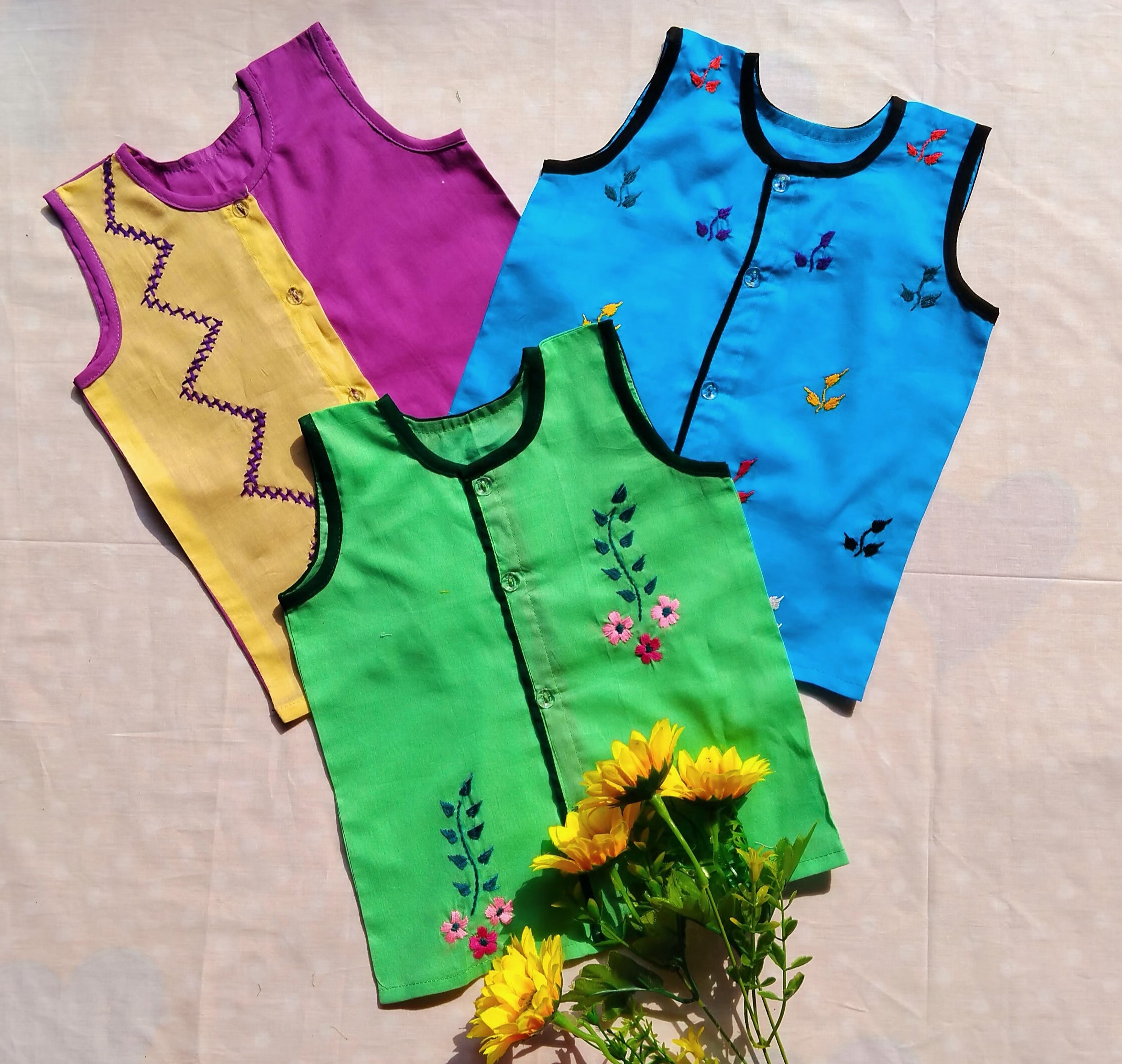 Sleeveless Nima (3 pcs multi-color) for new born boy, girl or unisex type Combo_img_0