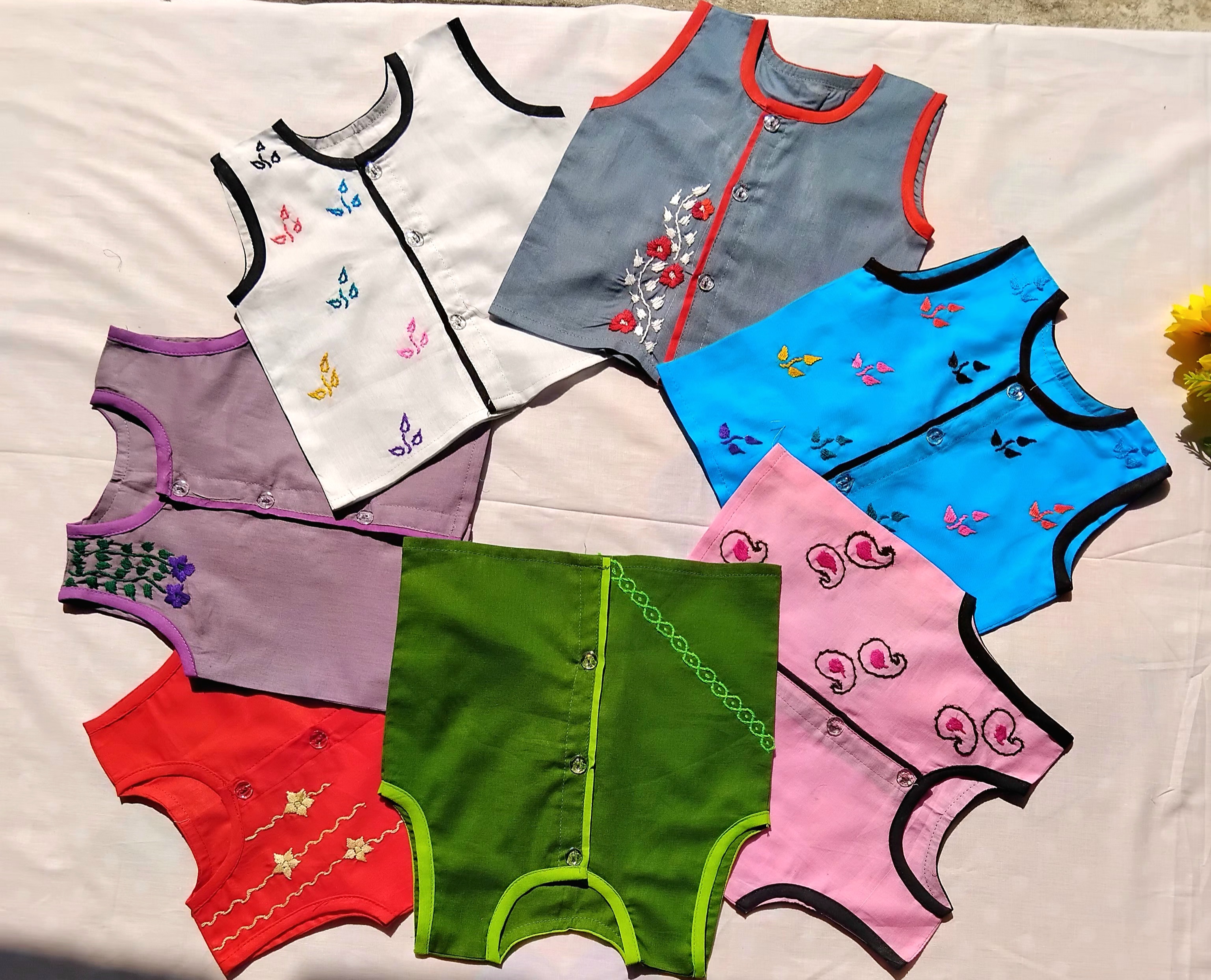 Sleeveless Nima(7pcs multi-color) for new born boy, girl or unisex type Combo_img_2