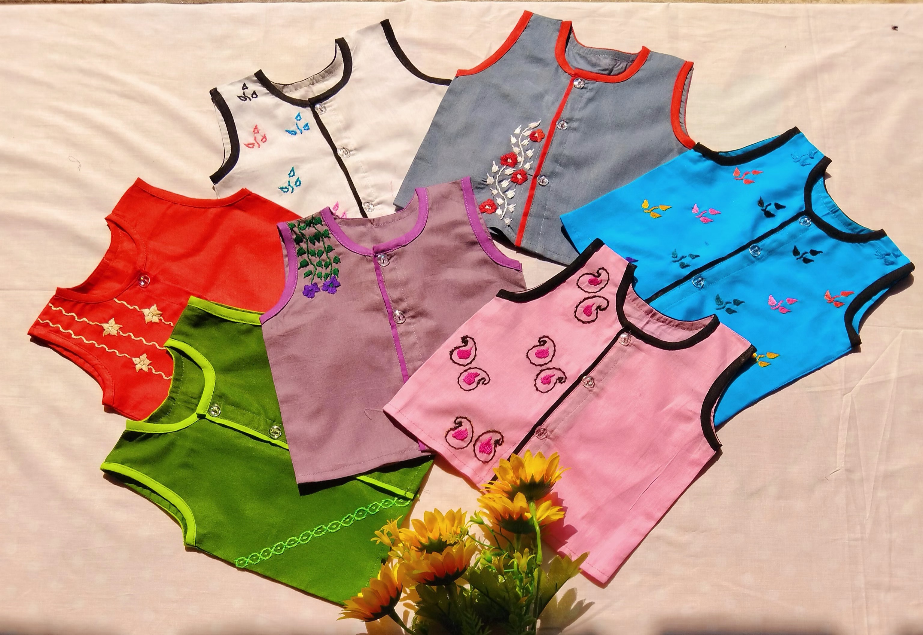 Sleeveless Nima(7pcs multi-color) for new born boy, girl or unisex type Combo_img_1