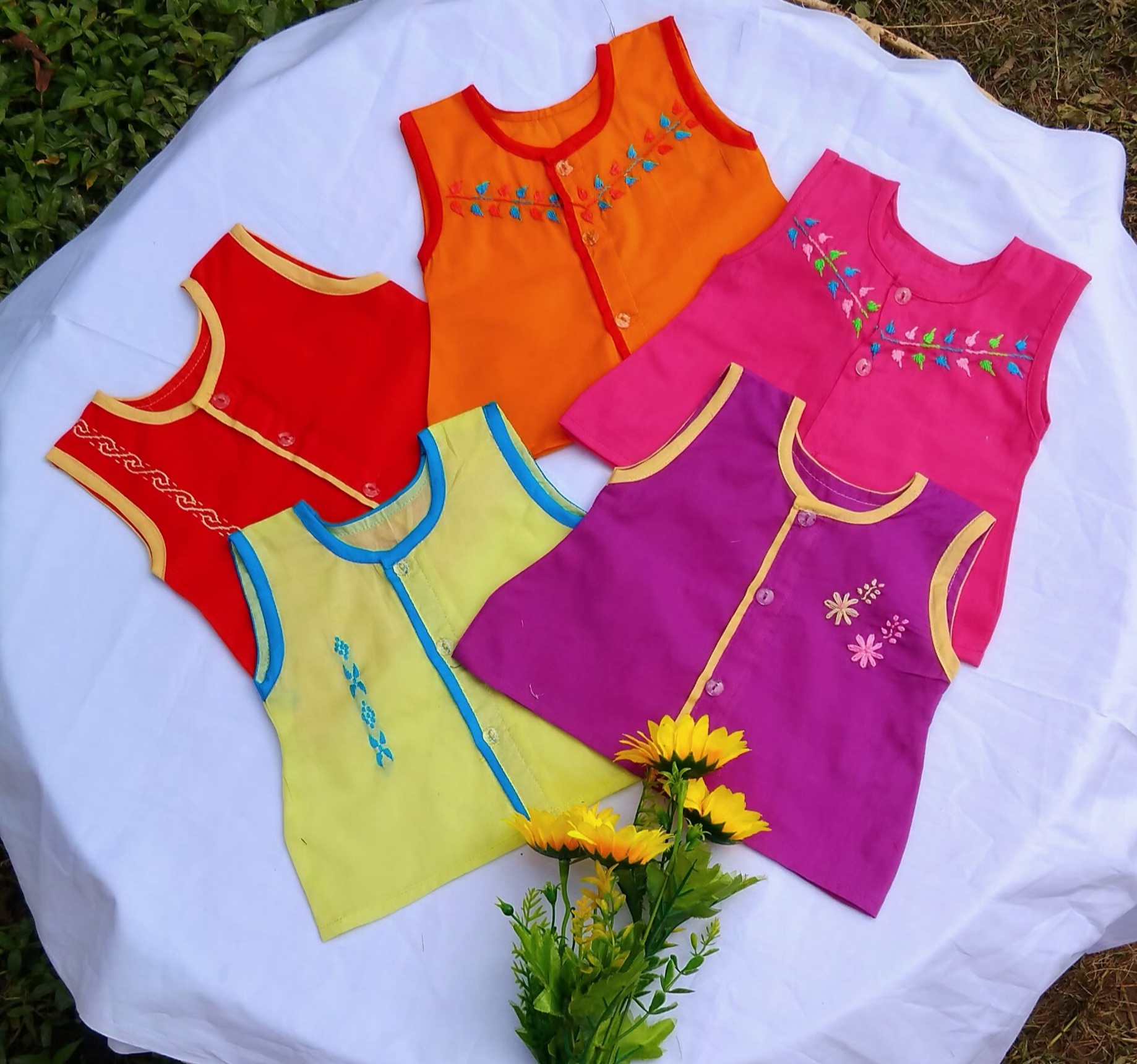 Sleeveless Nima (5 pcs multi-color) for new born boy, girl or unisex type Combo