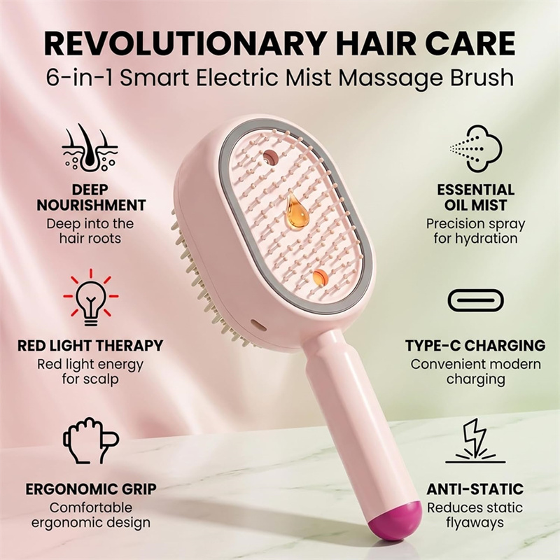 3-in-1 Electric Mist Spray Hair Brush