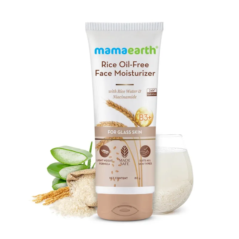 Mamaearth Rice Oil Free Face Moisturizer with Rice Water & Niacinamide (80g)