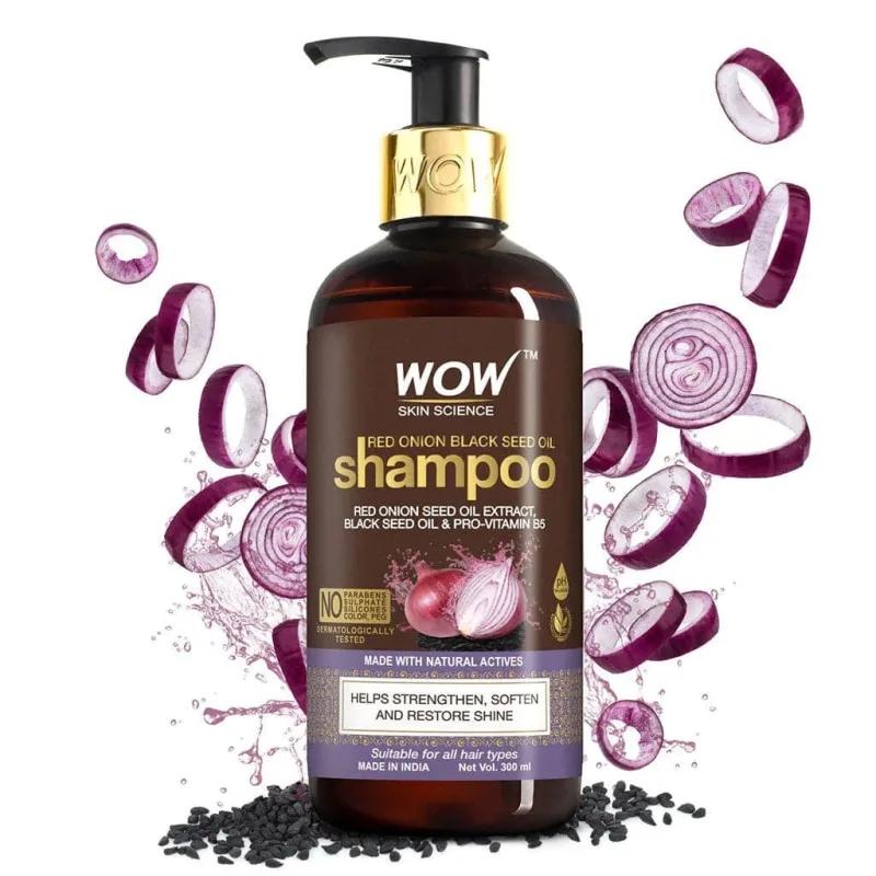 WOW Skin Science Red Onion Black Seed Oil Shampoo with Red Onion Seed Oil Extract ( 300ml)
