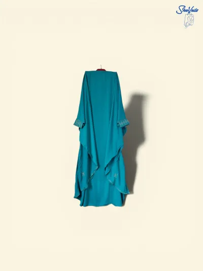 SheVeils Aqua Noor Abaya (Dubai Cherry | DMC Stone | With Hijab)_img_1