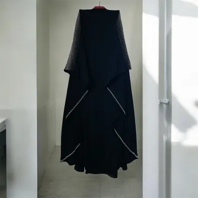 Noor-e-Layali Abaya | Premium Dubai Cherry Fabric with DMC Stone Work_img_1