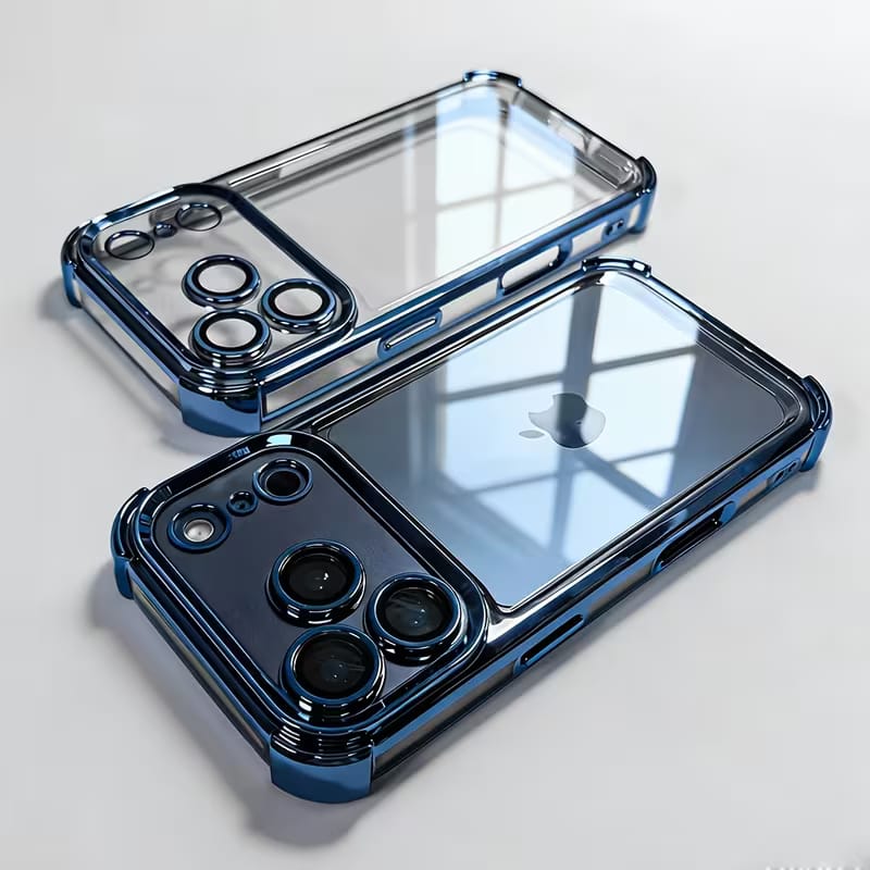 Transparent Glossy Chrome Frame Case with Built-in Camera Lens Glass_img_3