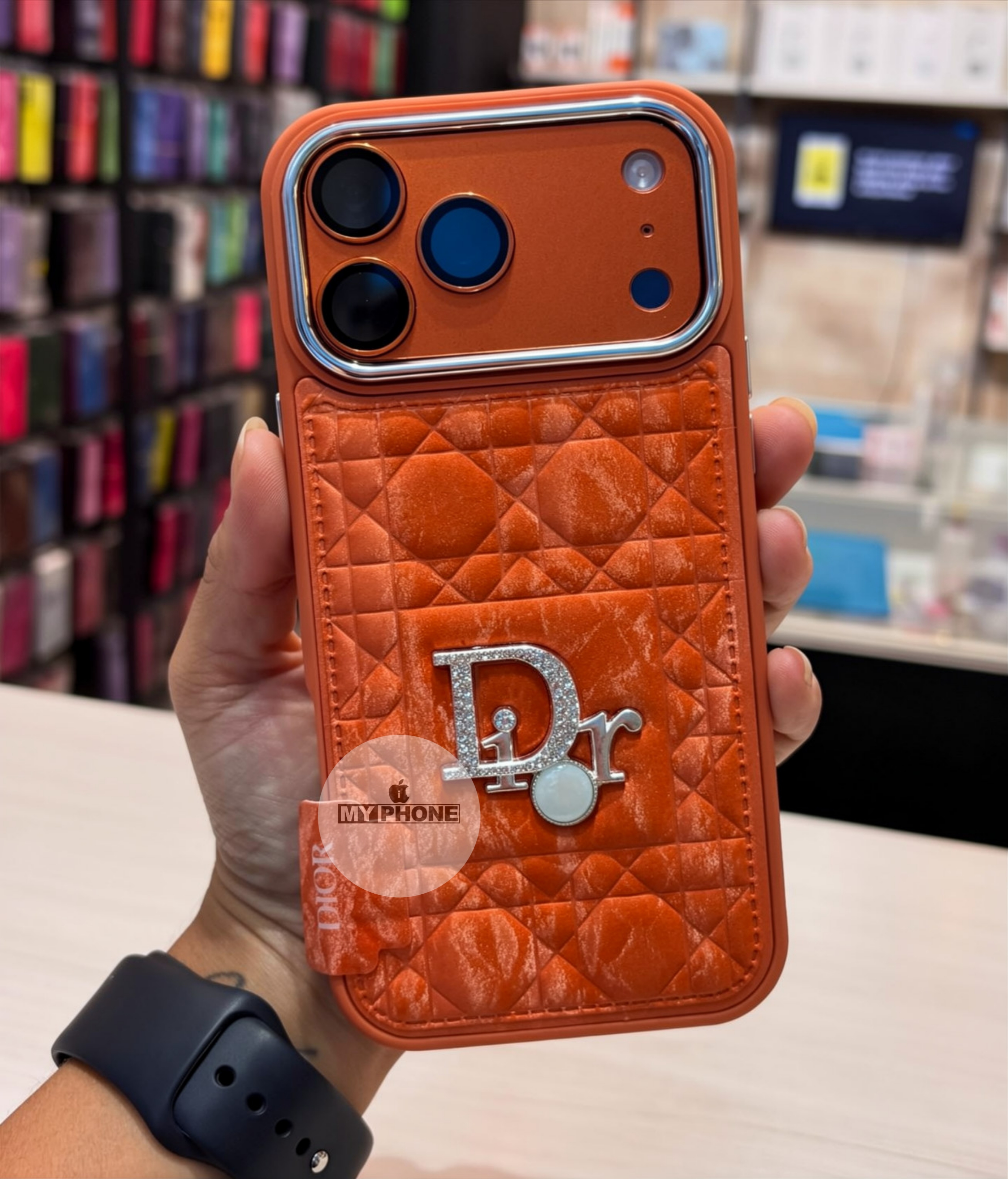 Luxury Brand Premium Orange Leather Textured iPhone Cover