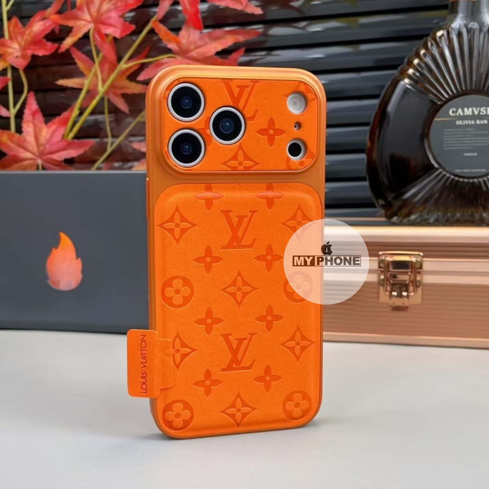 Luxury Edition: Premium Elegant Black Trendy Louis Vuitton Pattern Glitter Leather iPhone Case