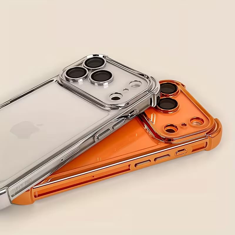 Transparent Glossy Chrome Frame Case with Built-in Camera Lens Glass_img_4