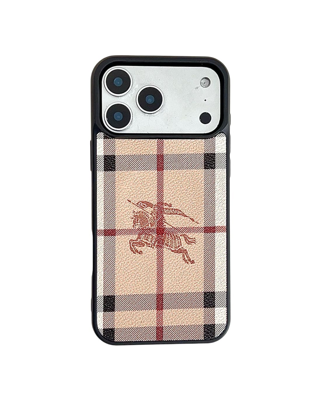 Premium Leather Finish Vintage Check Pattern iPhone Case_img_4
