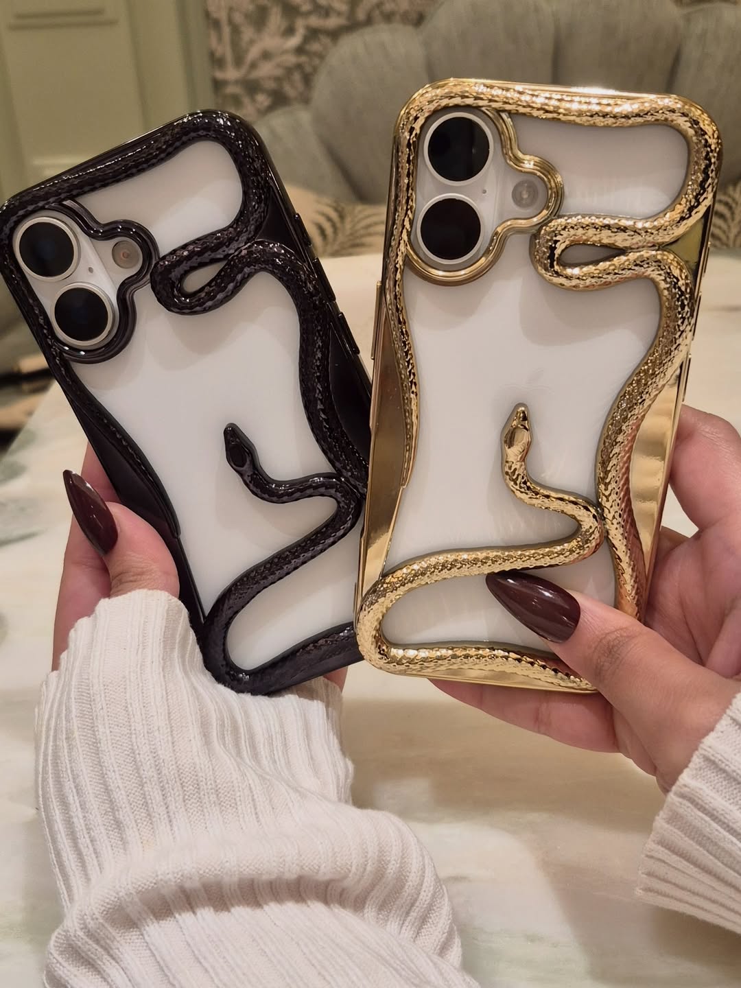 Luxury Gold 3D Snake Embossed iPhone Soft Case with Electroplated Glossy Finish_img_9