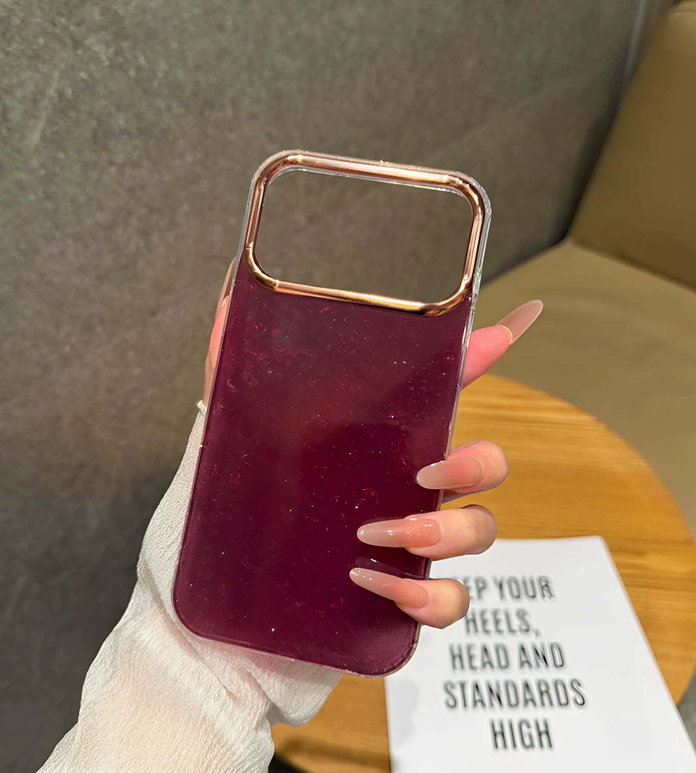 Stylish Shiny Wine Red Electroplate Back Cover for iPhone 18 Pro/Max