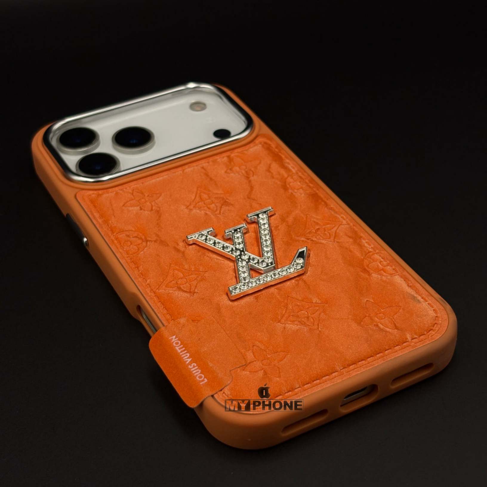 Luxury Brand Premium Orange Leather Textured iPhone Cover_img_3
