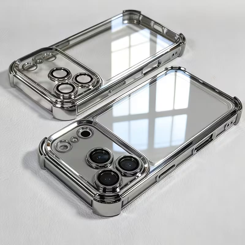 Transparent Glossy Chrome Frame Case with Built-in Camera Lens Glass_img_2